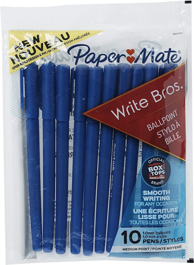 Paper Mate Write Bros Ballpoint Pens, Medium Point (1.0mm), Blue, 10 Count - Image 1